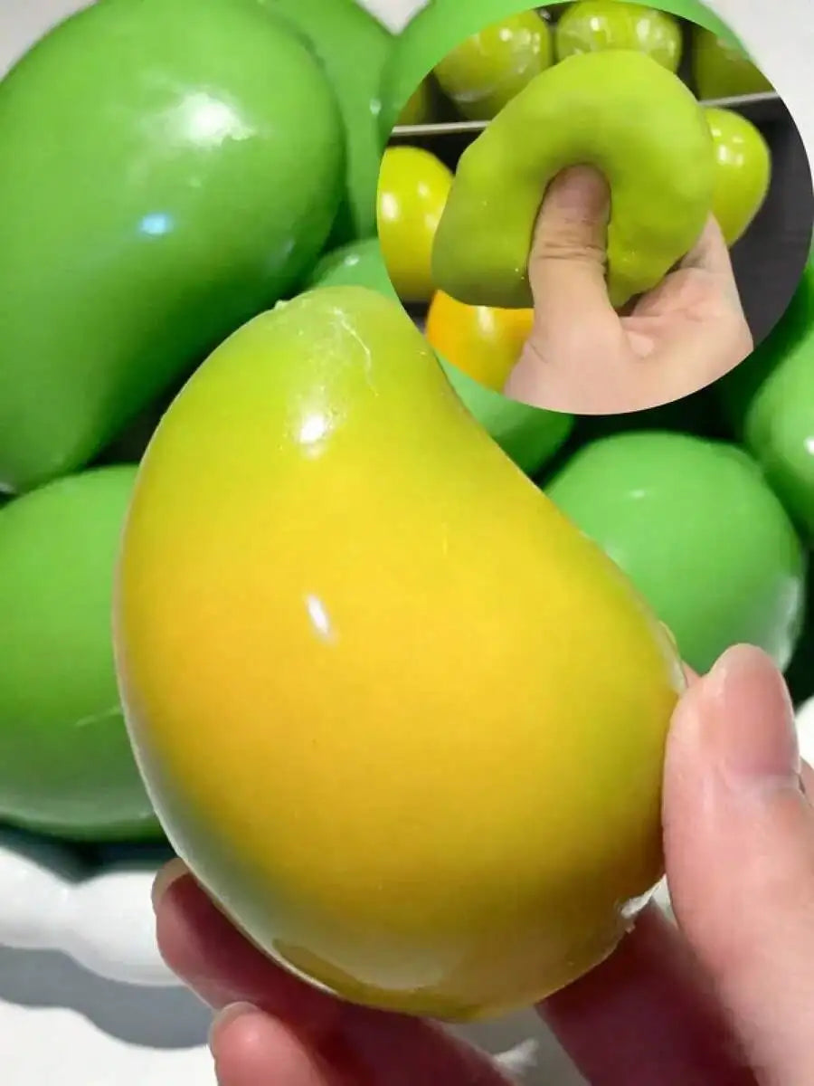 Handmade Crispy Mango Stress Ball Squeeze Toy, Color-Changing Mango Squishy Fidget Ball, ASMR Sensory Stress Relief Toy